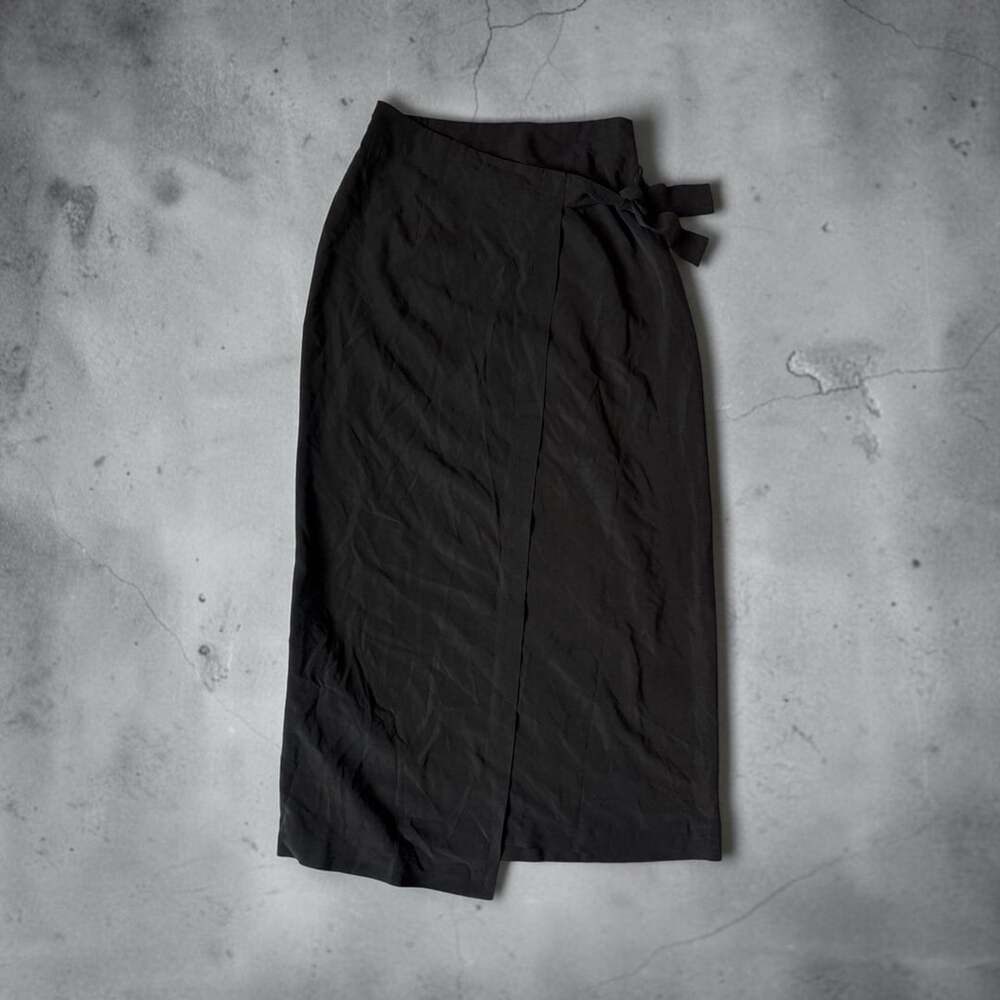 Express Silk Wrap Skirt Size XS Black Tie Side Maxi